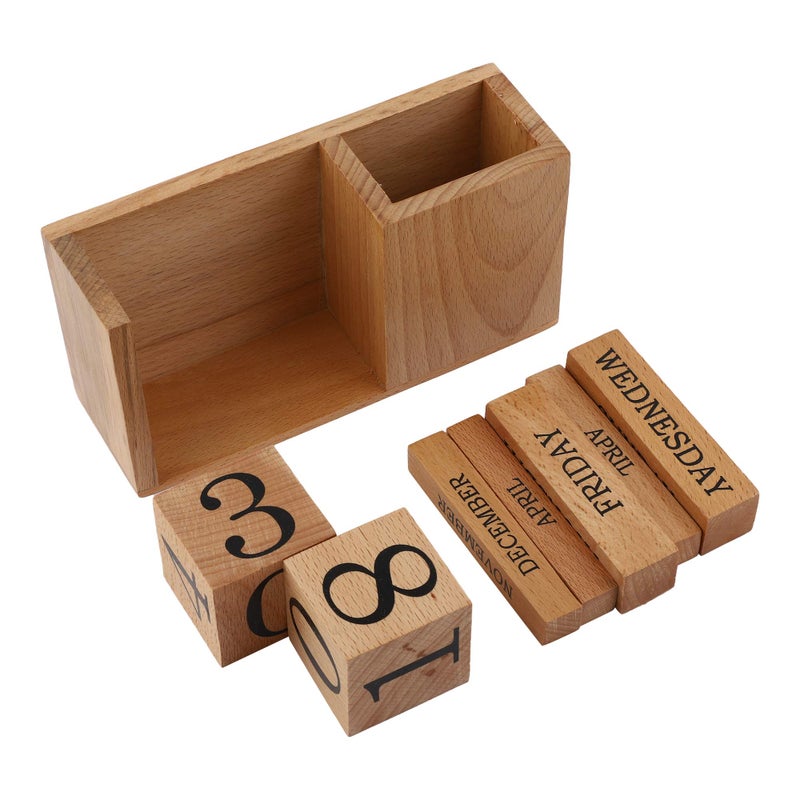 Frescorr - Calendar Block - Wooden Perpetual Desk Calendar - Home and Office Decor, 6.5 x 2.0 x 3.5 inches (Steam Beach) - Image 3